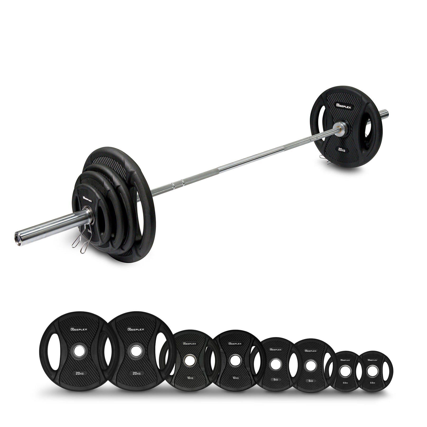 100kg Pro Olympic Barbell & Weight Set with Clips