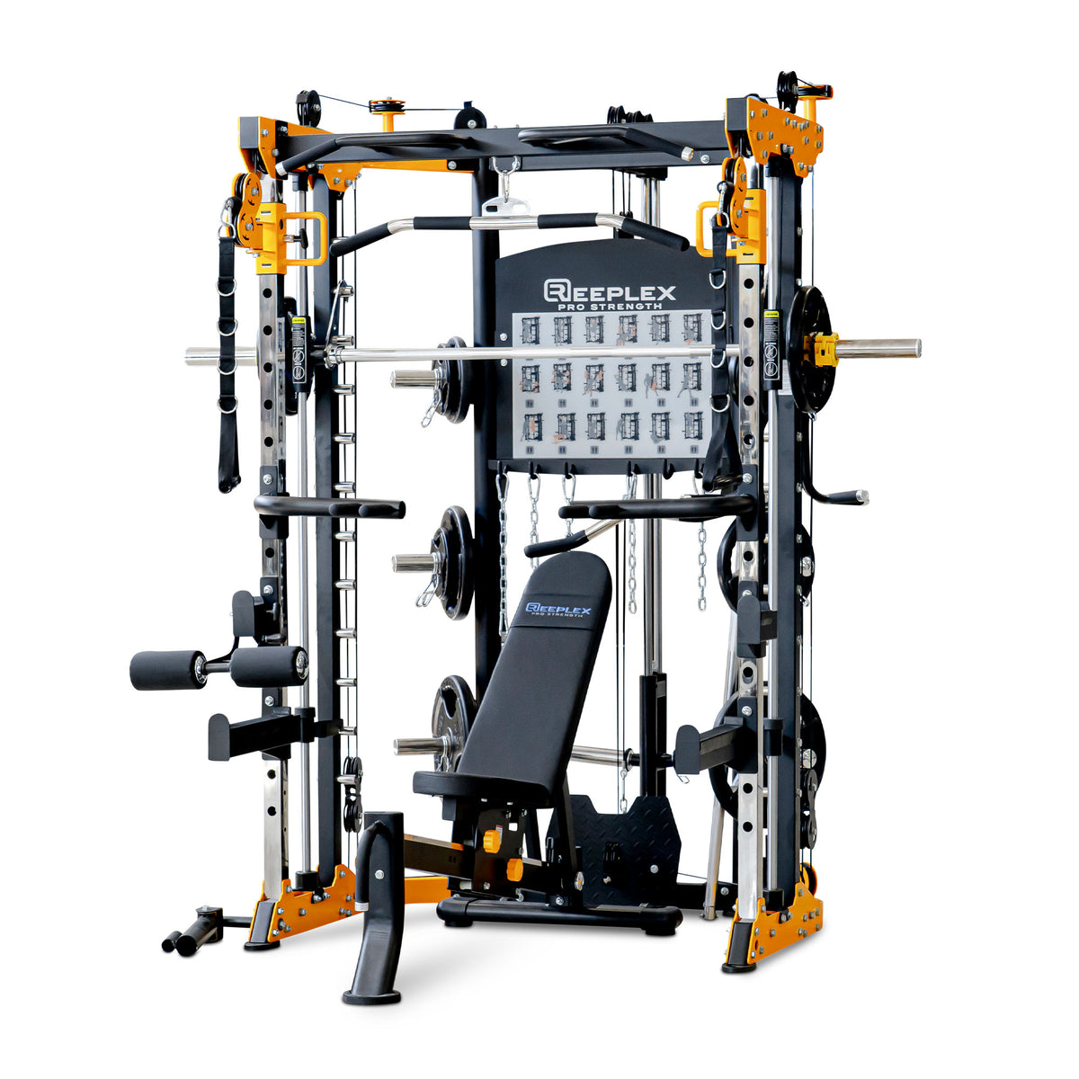 Reeplex CBT-PL Multi Station Gym + FID Bench + 100kg Weight Plates