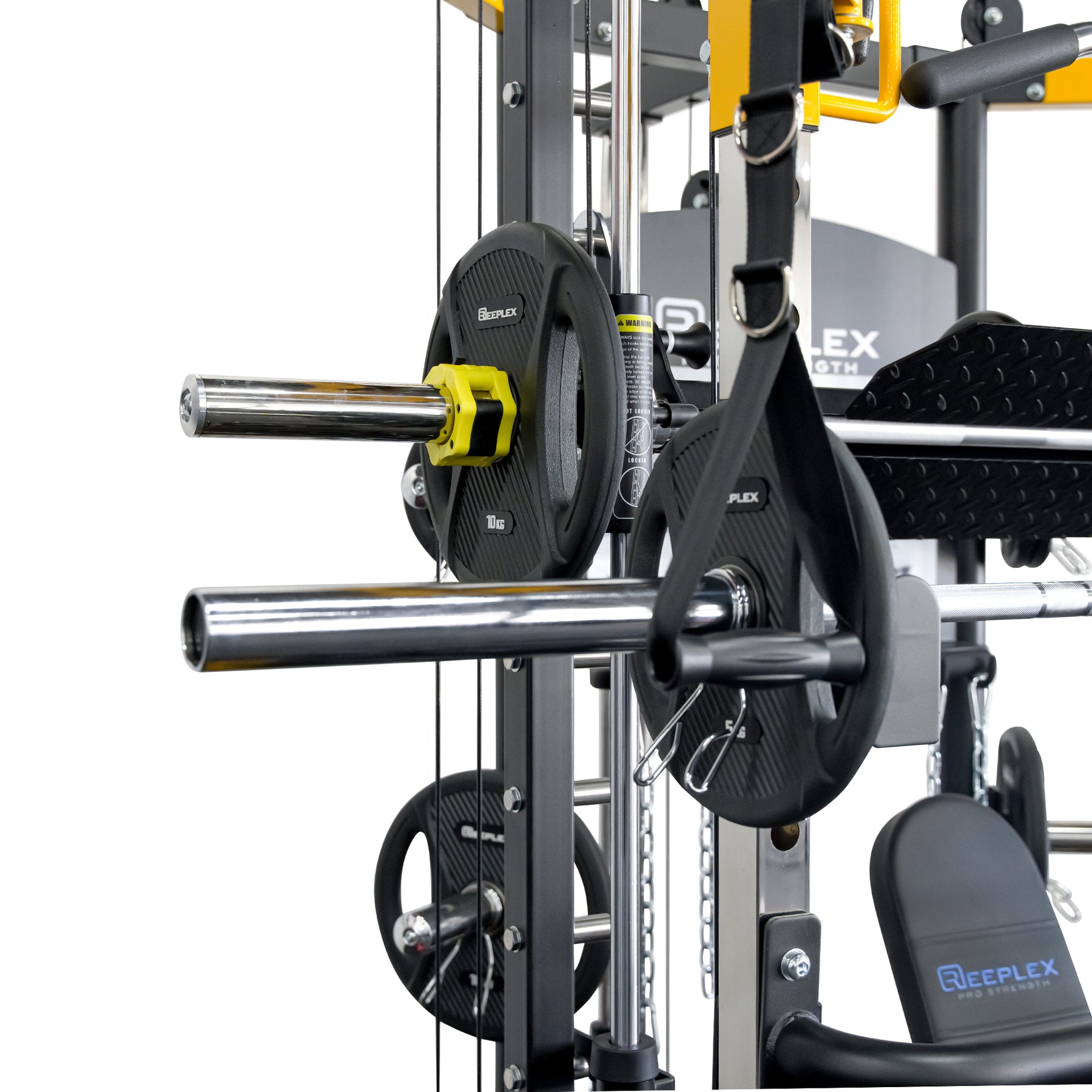 Reeplex CBT-PL Multi Station Gym + Fid Bench + Jammer Arms + Leg Press + 100kg PVC Weight Plates + Olympic Barbell