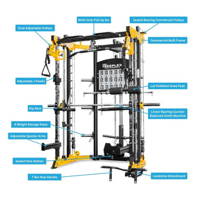 Reeplex CBT-PL Multi Station Gym + FID Bench + 100kg Weight Plates