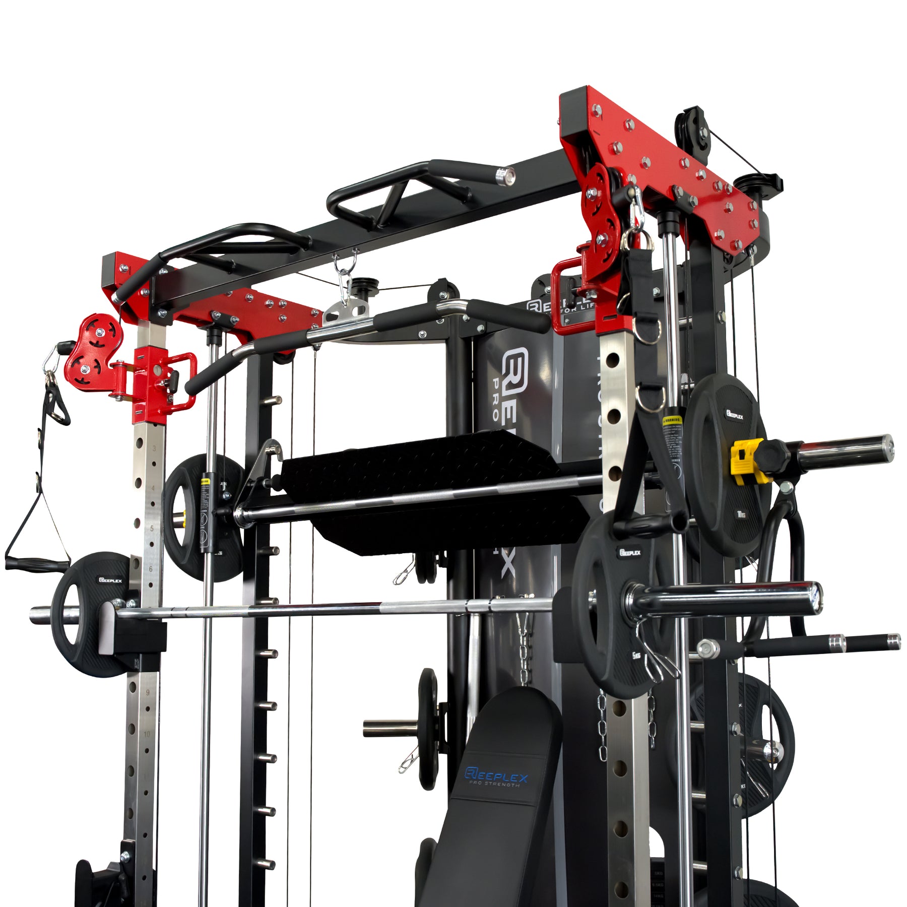 Reeplex CBT-PN + FID Bench + 100kg PVC Olympic Weights + Leg Press Attachment + 7ft Barbell