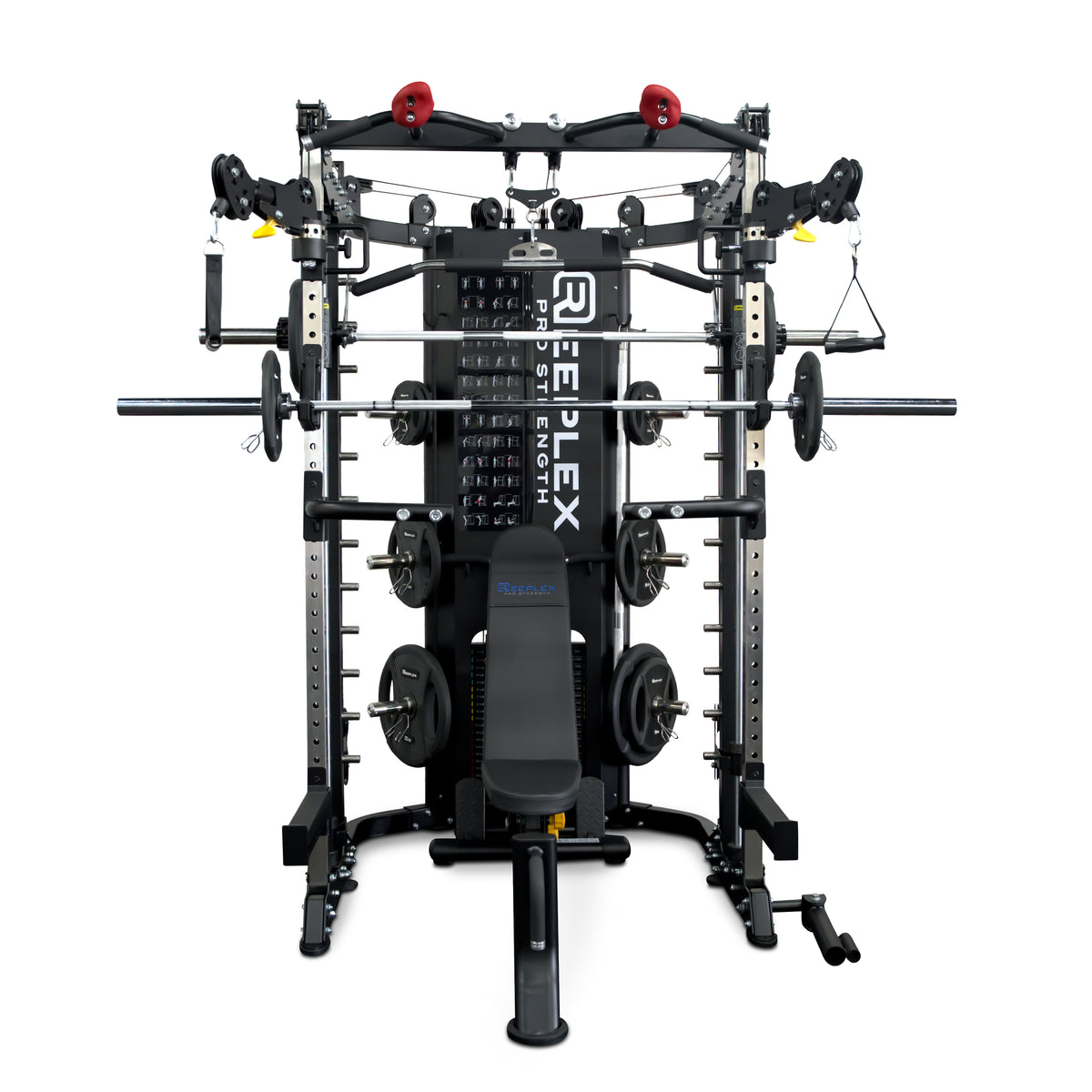 Reeplex CBT-PRO90 Multi-Functional Trainer + Adjustable Bench + 100kg PVC Olympic Weight Plates + 7ft Barbell