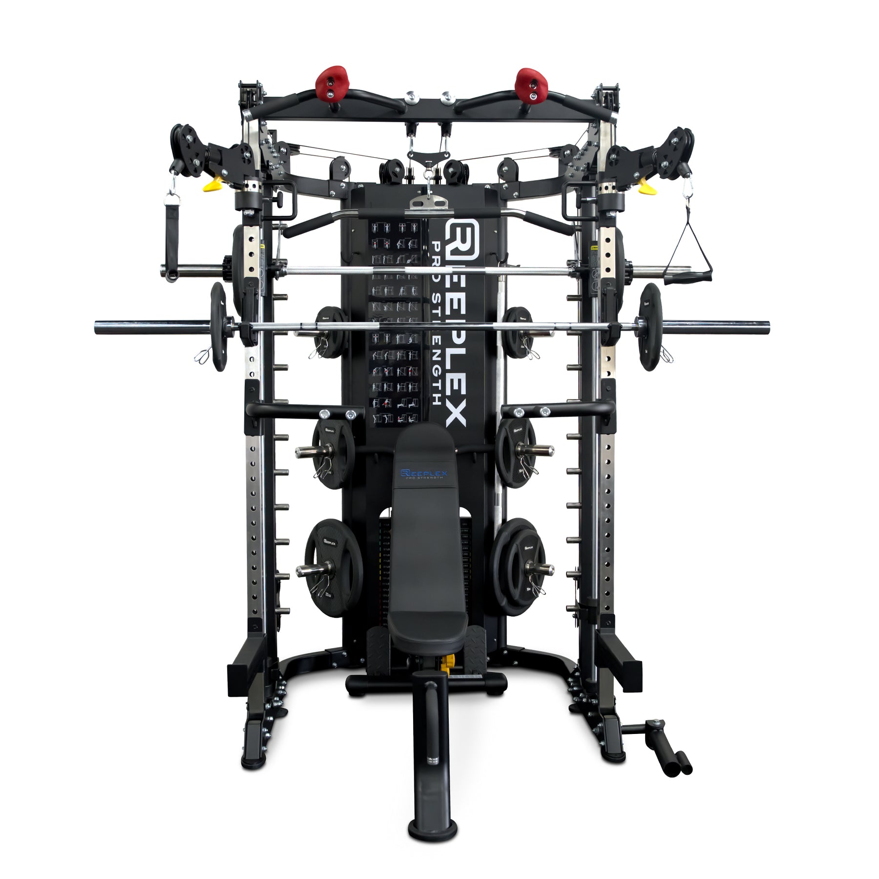 Reeplex CBT-PRO90 Multi-Functional Trainer + Adjustable Bench + 100kg PVC Olympic Weight Plates + 7ft Barbell
