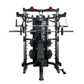 Reeplex CBT-PRO90 Multi-Functional Trainer + Adjustable Bench + 100kg PVC Olympic Weight Plates + 7ft Barbell