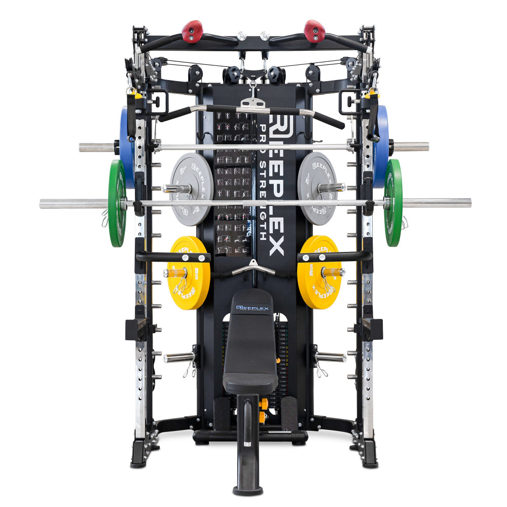 The Beast - Reeplex CBT-PRO90 Multi-Functional Trainer + 45° Leg Press & Hack Squat V2 + 4–15kg Dumbbell Set & Rack + Titan 3.0 Treadmill Bundle