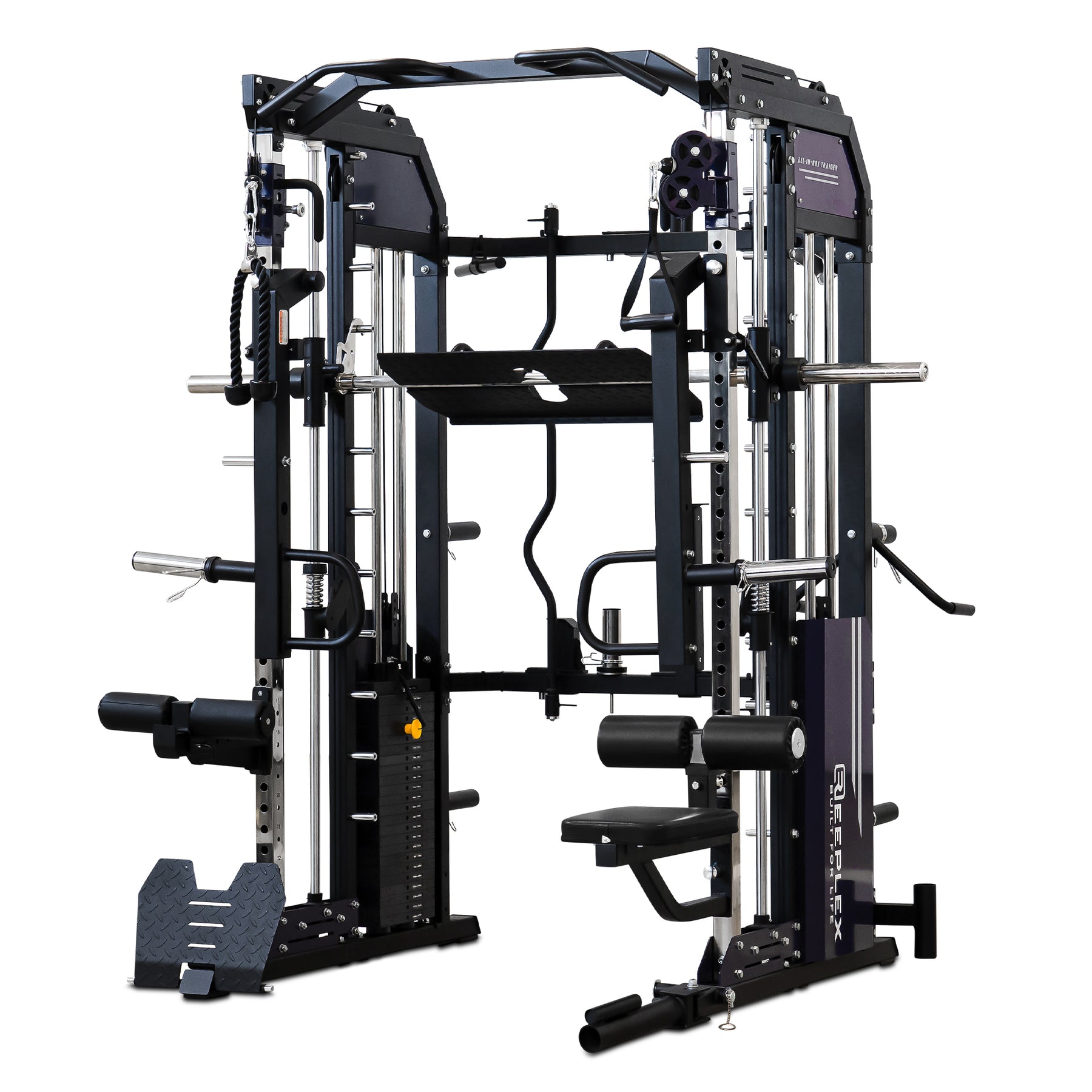 Reeplex Cx3 Multi Gym + Adjustable Bench + 100kg Weight Plates + Barbell + Leg Press + Jammer Arms