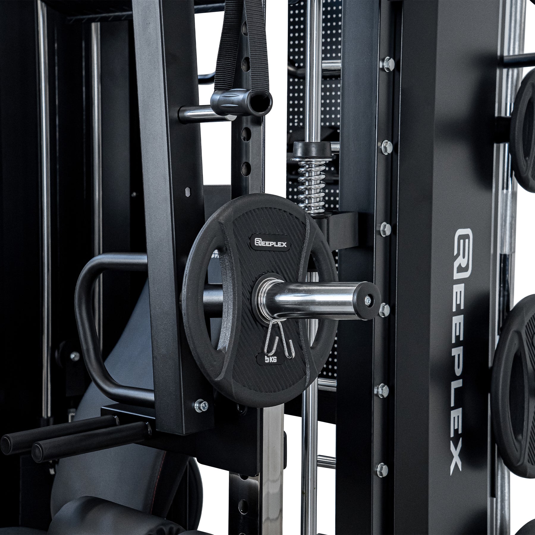 Reeplex CX4 Multi-Functional Trainer + FID Bench + 100kg PVC Weight Plates + 7ft Barbell + Jammer Arms + Leg Press