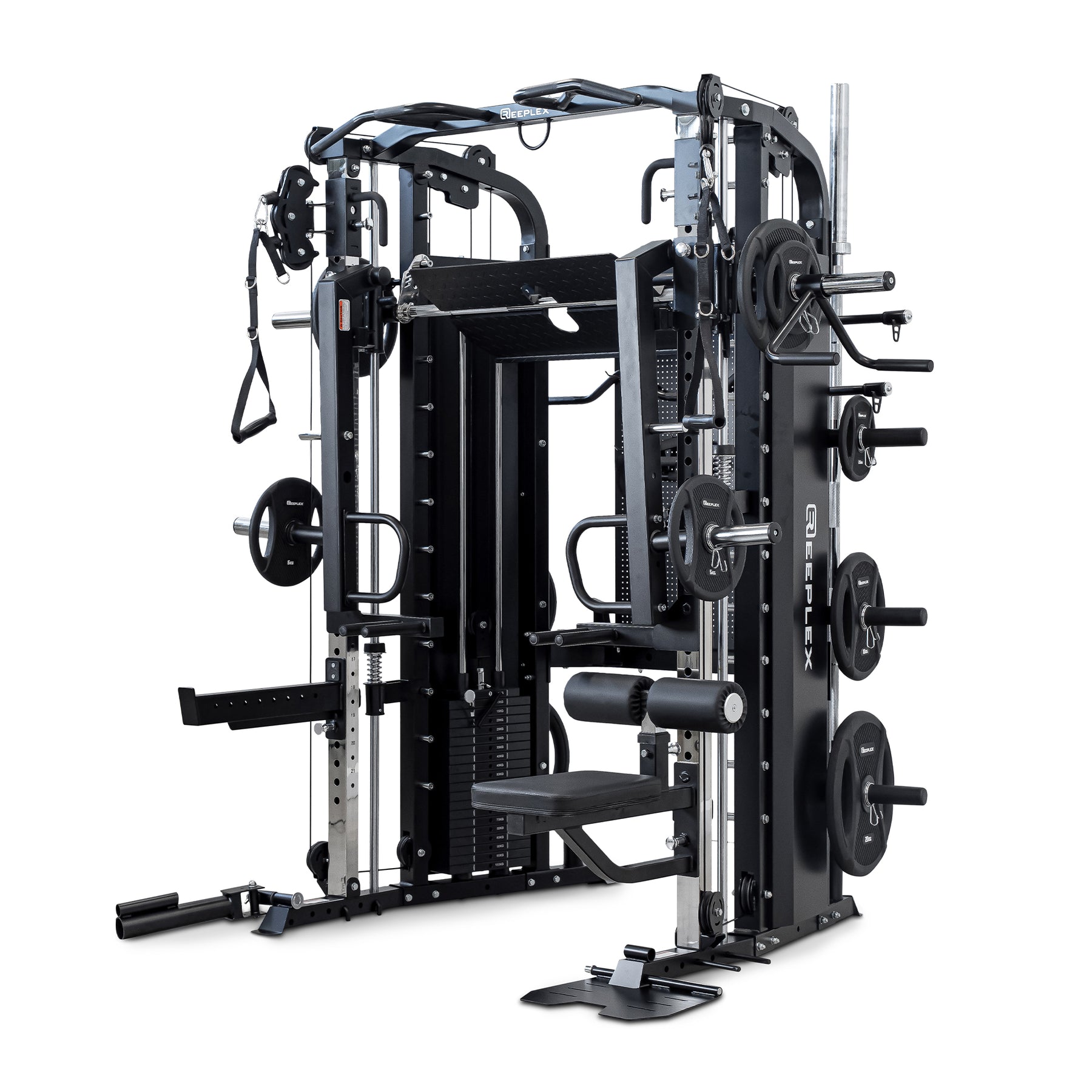 Reeplex CX4 Multi-Functional Trainer + FID Bench + 100kg PVC Weight Plates + 7ft Barbell + Jammer Arms + Leg Press