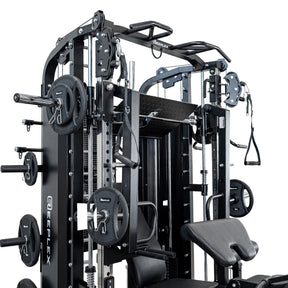 Reeplex CX4 Multi-Functional Trainer + FID Bench + 100kg PVC Weight Plates + 7ft Barbell + Jammer Arms + Leg Press