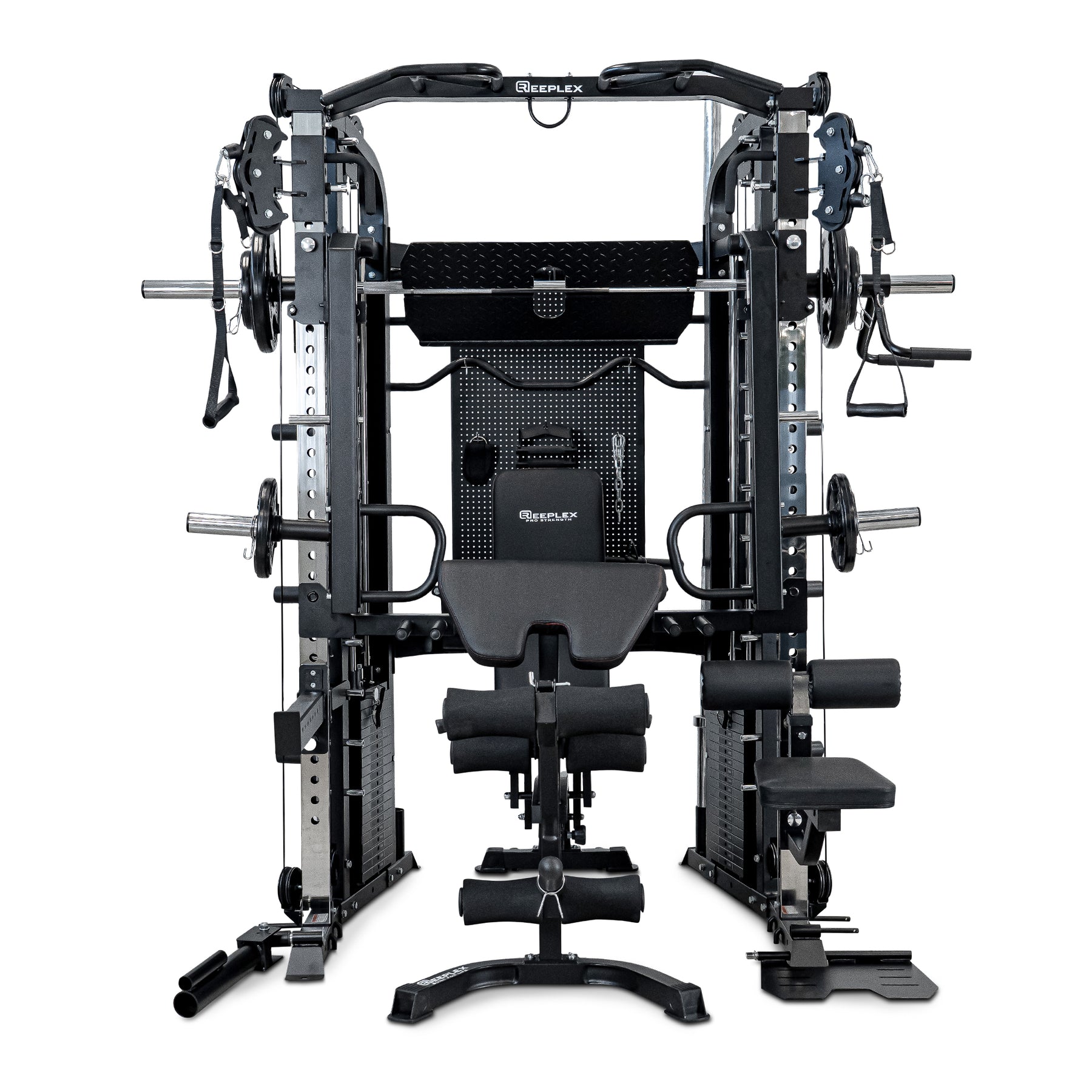 Reeplex CX4 Multi-Functional Trainer + FID Bench + 100kg Weight Plates + 7ft Barbell + Jammer Arms + Leg Press