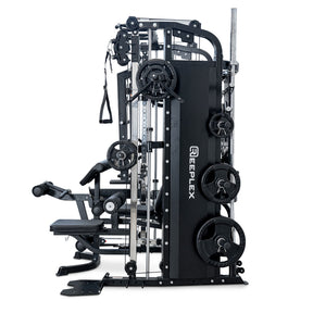 Reeplex CX4 Multi-Functional Trainer + FID Bench + 100kg Weight Plates + 7ft Barbell + Jammer Arms + Leg Press