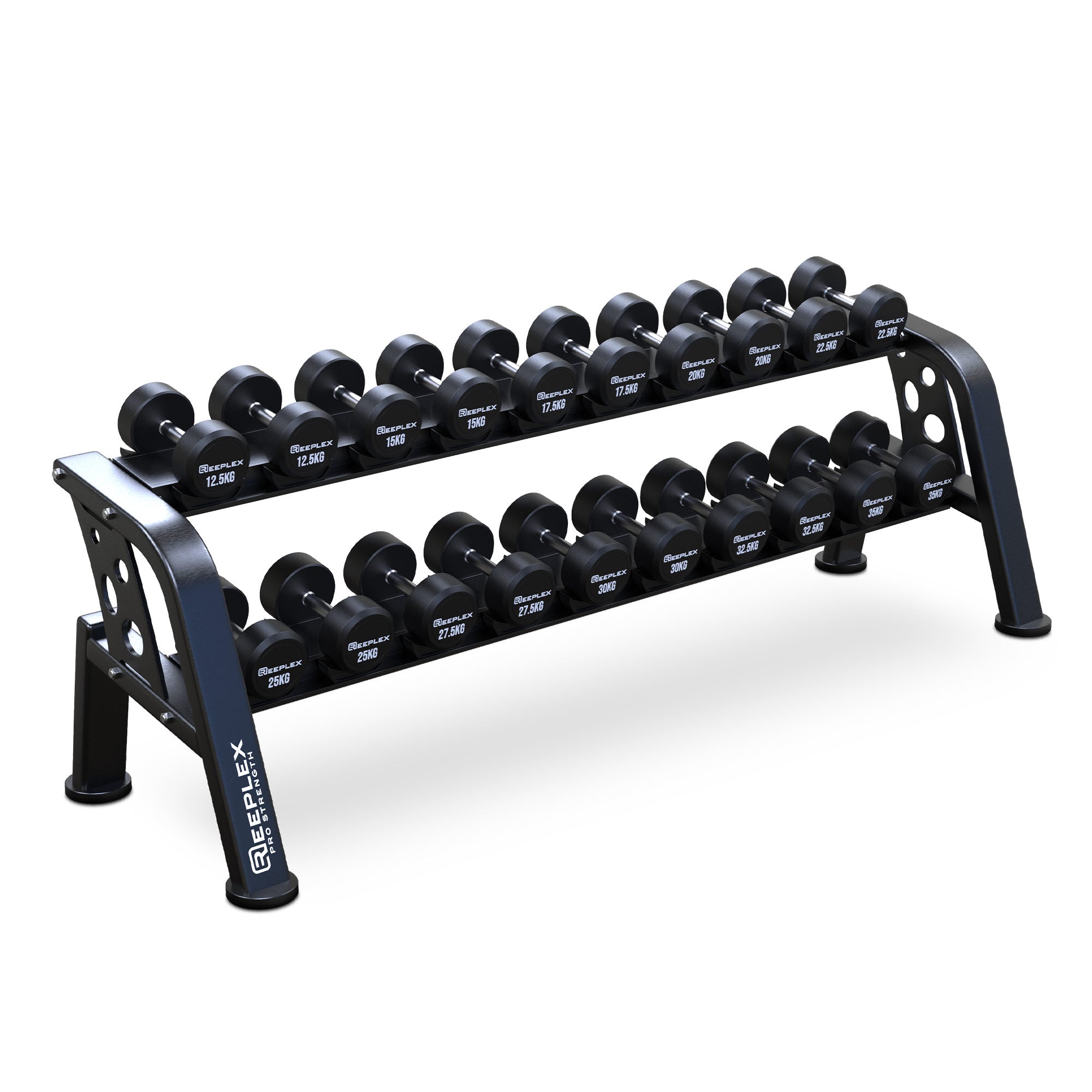 Round Dumbbell 12.5kg-35kg Set + Rack - Dynamo Fitness