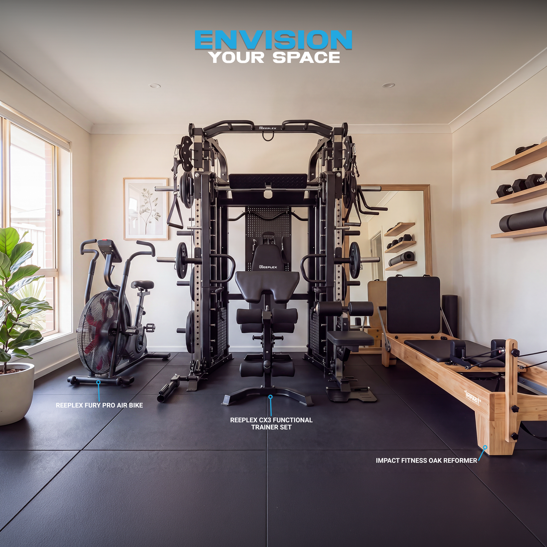 The Balanced Body – Reeplex CX4 Multi-Functional Trainer, Pilates Reformer & Air Bike Package