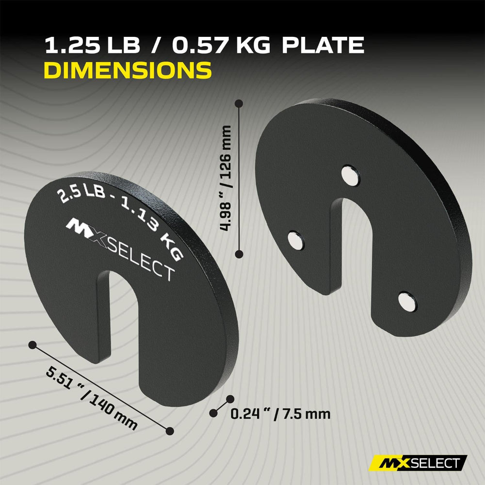 MX EVO 1.25lb Increment Plates 4-Pack with Holder for MX55 EVIO Dumbbells