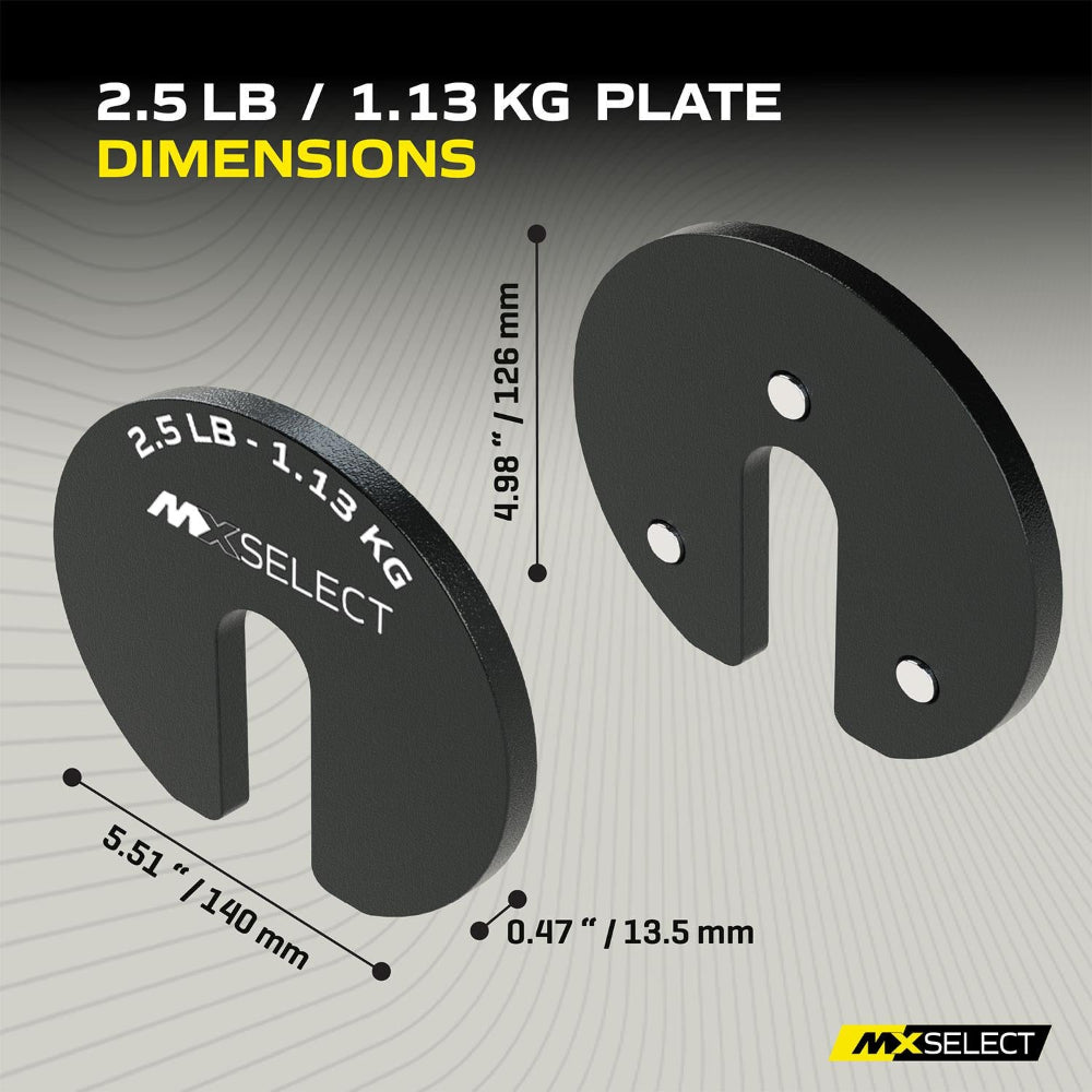 MX EVO 1.25lb Increment Plates 4-Pack with Holder for MX55 EVIO Dumbbells