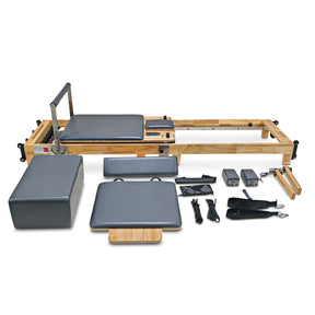 Impact Fitness Foldable Pilates Reformer Oakwood with Accessories