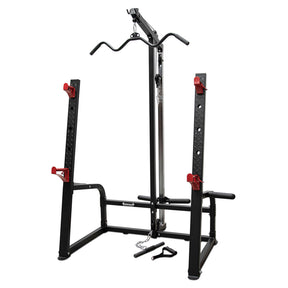 Impact Fitness Squat Rack Lat Pulldown + Adjustable Bench + 120kg Olympic Pro Coloured Bumper Weight Set