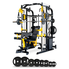 Impact Fitness MF10 Multi-Trainer with Adjustable Bench + Olympic Weights + Barbell