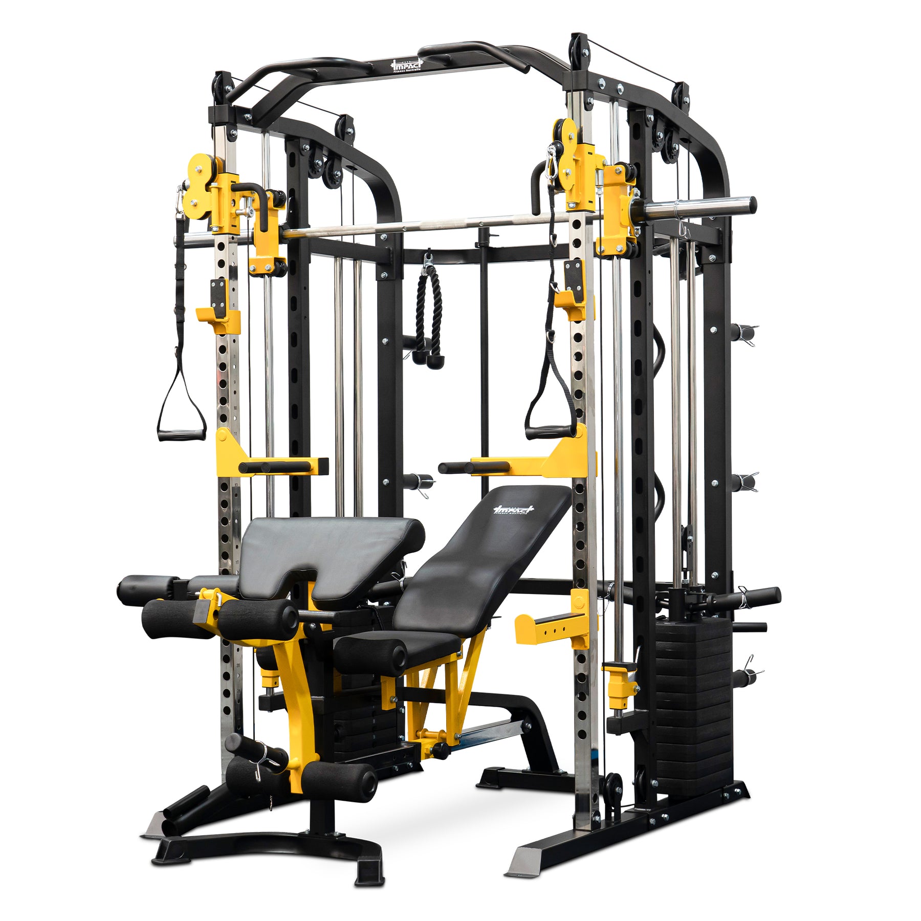Impact Fitness MF10 Multi-Trainer with Adjustable Bench + Olympic Weights + Barbell