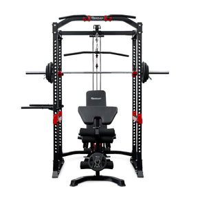 Reeplex Power Rack with Lat Pulldown + Adjustable Bench + 120kg PVC Olympic Barbell Weight Set