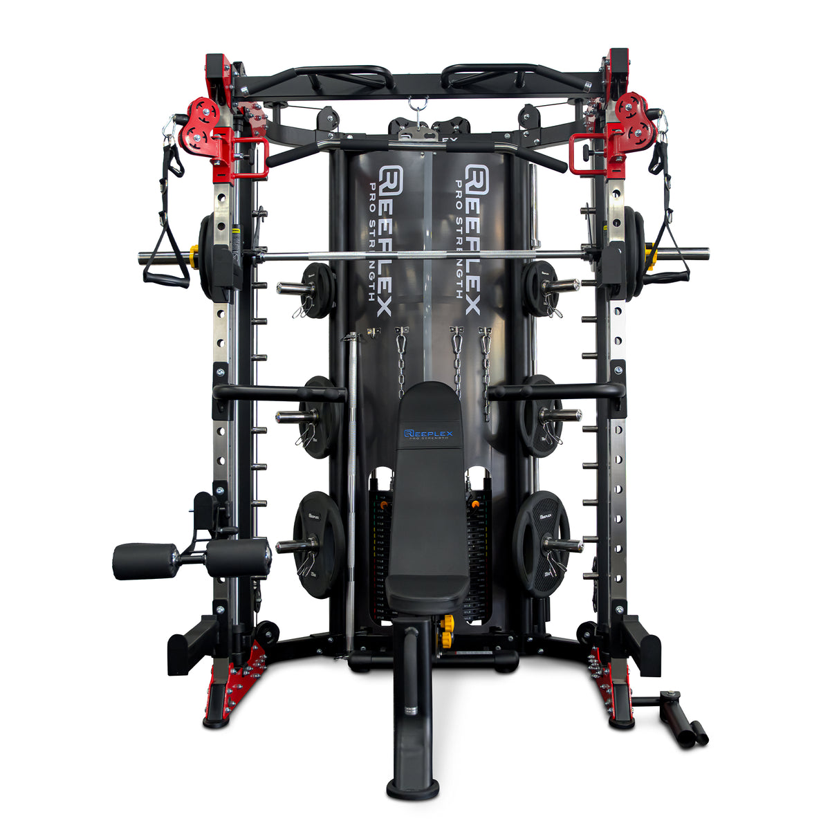 Reeplex CBT-PN Multi Station Gym + FID Bench + 100kg Olympic PVC Weight Plates