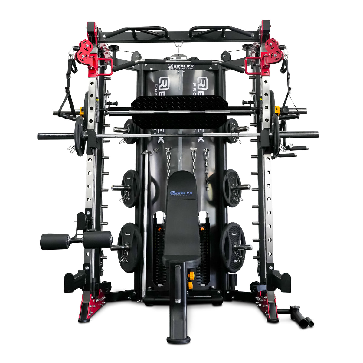 Reeplex CBT-PN + FID Bench + 100kg PVC Olympic Weights + Leg Press Attachment + 7ft Barbell
