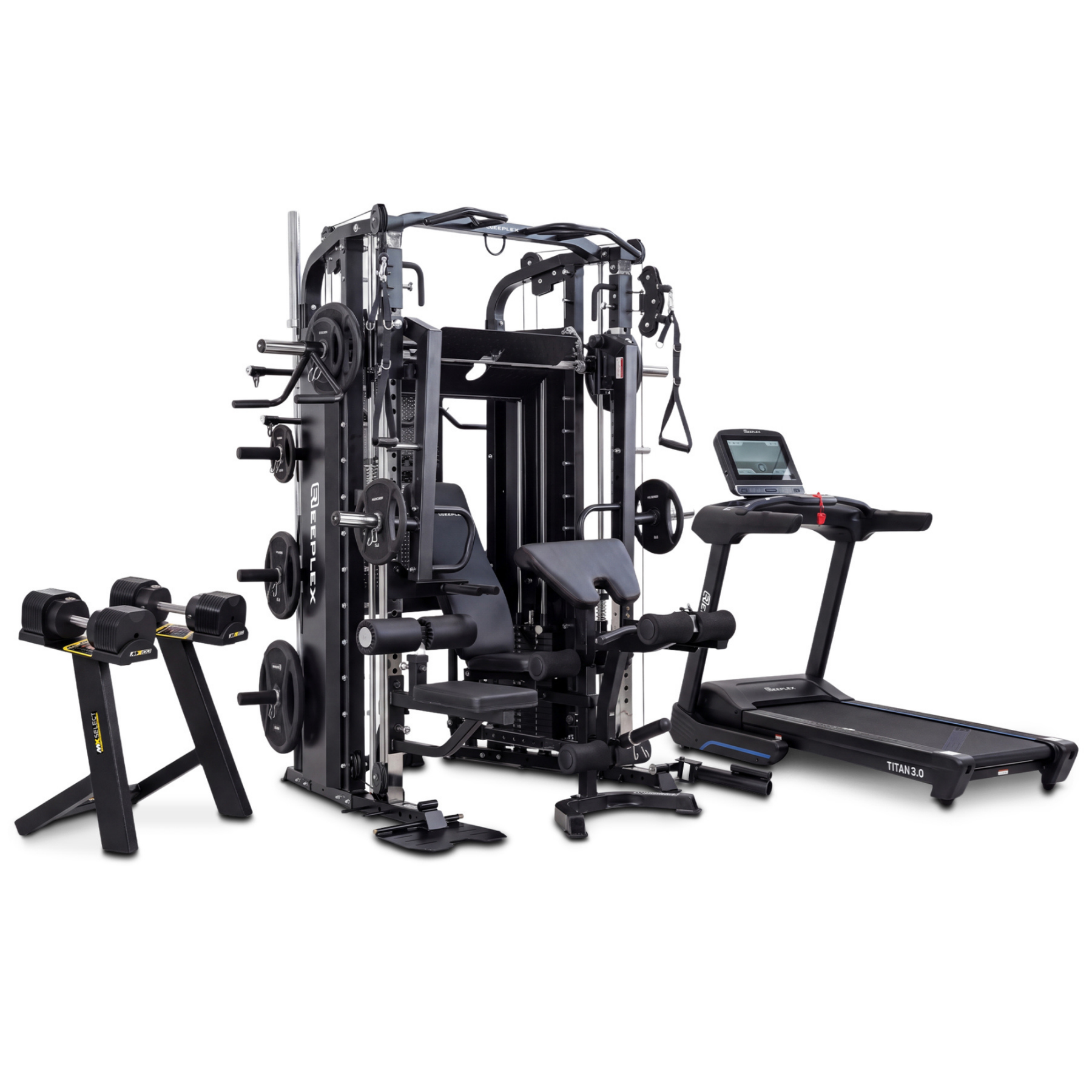 The Complete Setup – Reeplex CX4 Multi-Functional Trainer, Dumbbells & Treadmill Package