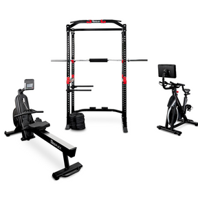 The Arena - Reeplex PRC9000 Power Rack & Cardio Bundle with Barbell, Spin Bike & Rower