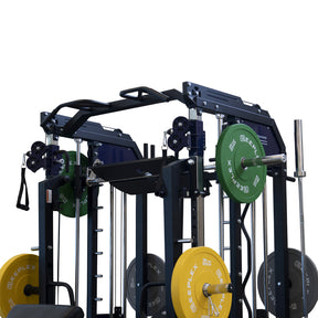 cx3 functional trainer with coloured bumper plates