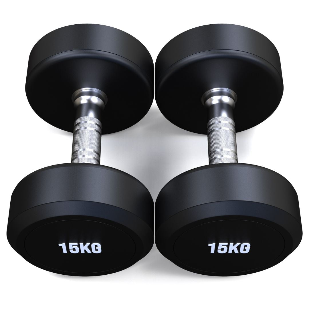 15kg Round Head Rubber Dumbbells Pair