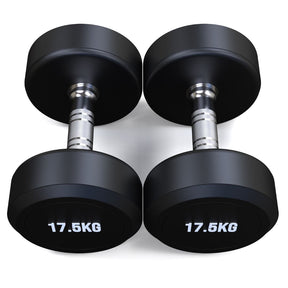 17.5kg Round Head Rubber Dumbbells Pair - Floor Stock Keysborough