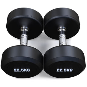 22.5kg Round Head Rubber Dumbbells Pair