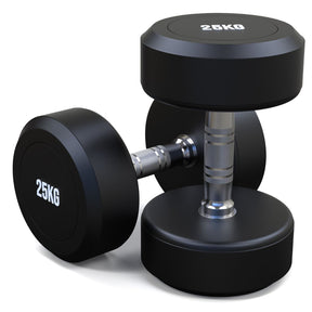 25kg Round Head Rubber Dumbbells Pair