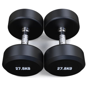 27.5kg Round Head Rubber Dumbbells Pair