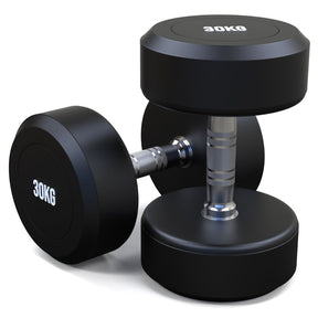 30kg Round Head Rubber Dumbbells Pair