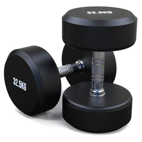 32.5kg Round Head Rubber Dumbbells Pair