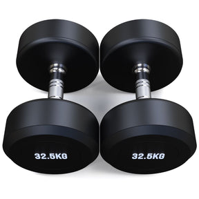 32.5kg Round Head Rubber Dumbbells Pair