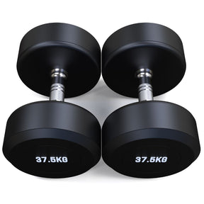 37.5kg Round Head Rubber Dumbbells Pair - Floor Stock Melbourne