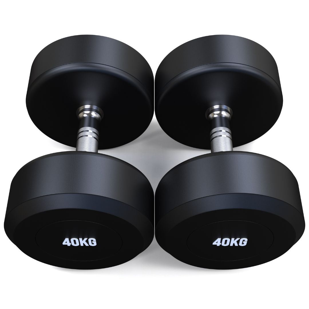 40kg Round Head Rubber Dumbbells Pair