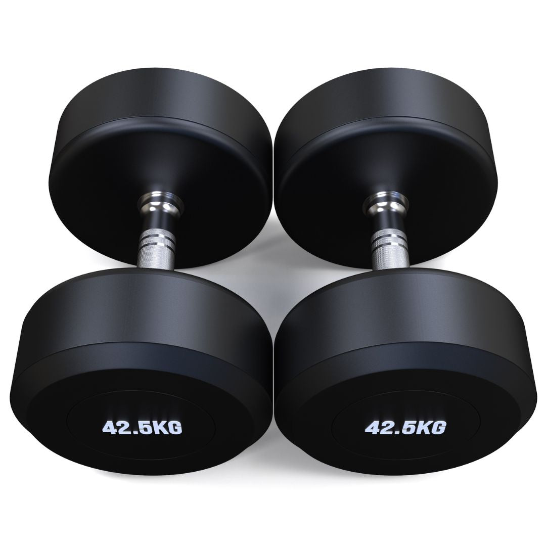 42.5kg Round Head Rubber Dumbbells Pair - Floor Stock Keysborough