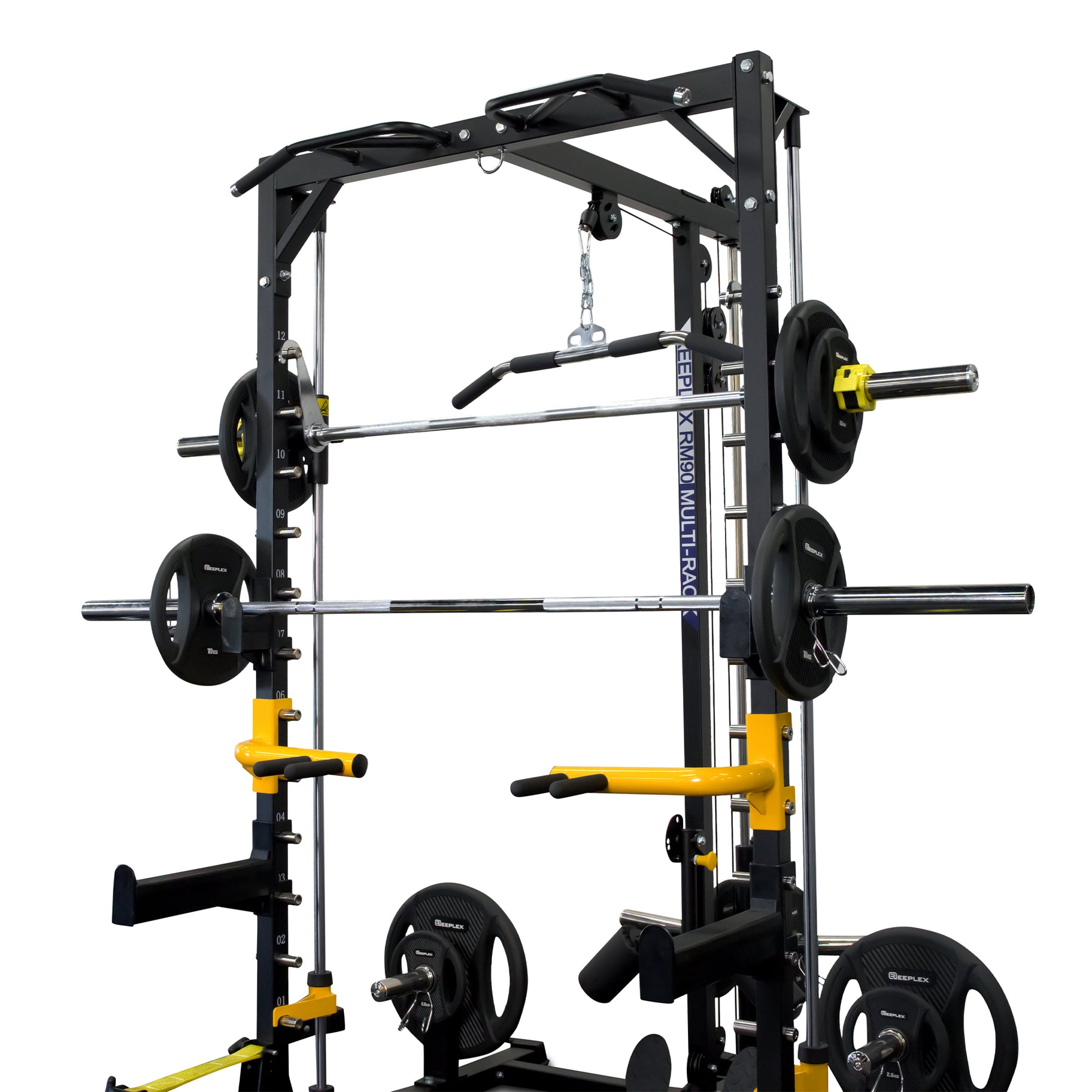 Reeplex RM90 Smith Machine + Squat Rack + Lat Pulldown Bench + 100kg PVC Olympic Weights