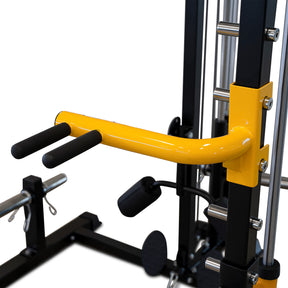 Reeplex RM90 Squat Rack with Smith Machine and Lat Pulldown + Adjustable Bench + 100kg Coloured Bumper Weight Set