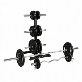 170kg Barbell and Weight Set with Plate Storage Tree Package