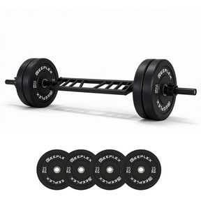 Reeplex Multi-Grip Bar + 100kg Black Bumper Plates Package