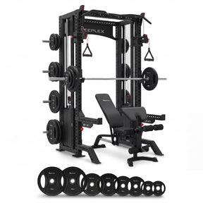 Reeplex Odin Pro Squat Rack + Spotter Arms + Bench + 100kg PVC Olympic Barbell Set