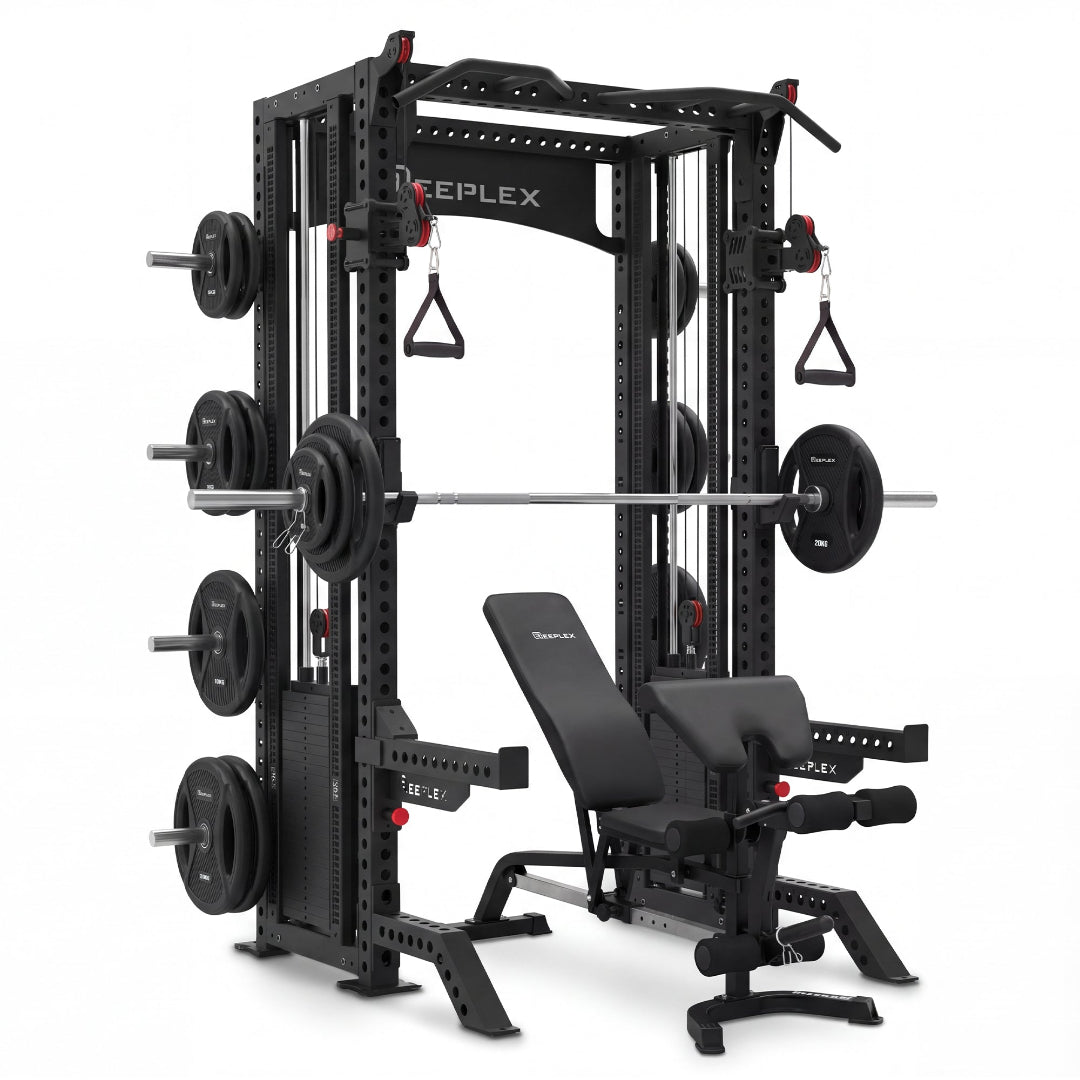 Reeplex Odin Pro Squat Rack + Spotter Arms + Bench + 100kg PVC Olympic Barbell Set
