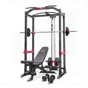 Reeplex Power Rack with Lat Pulldown + Adjustable Bench + 140kg Standard Weight Set