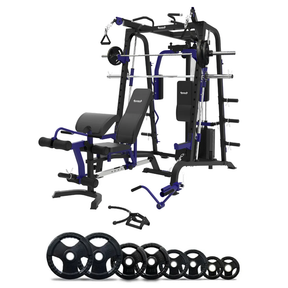 Impact Fitness SM8 Multi-Station Gym + FID Bench + Weight Plates + Barbell