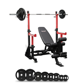 Reeplex SR10 Squat Rack + Adjustable Bench + 100kg PVC Olympic Barbell Set