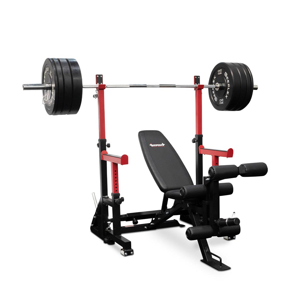 Reeplex SR10 Squat Rack + Adjustable Bench + 120kg Black Bumper Set